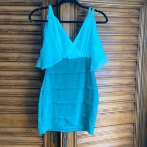 New with tags I.C.U. Collections dress stretch bandage style teal/green